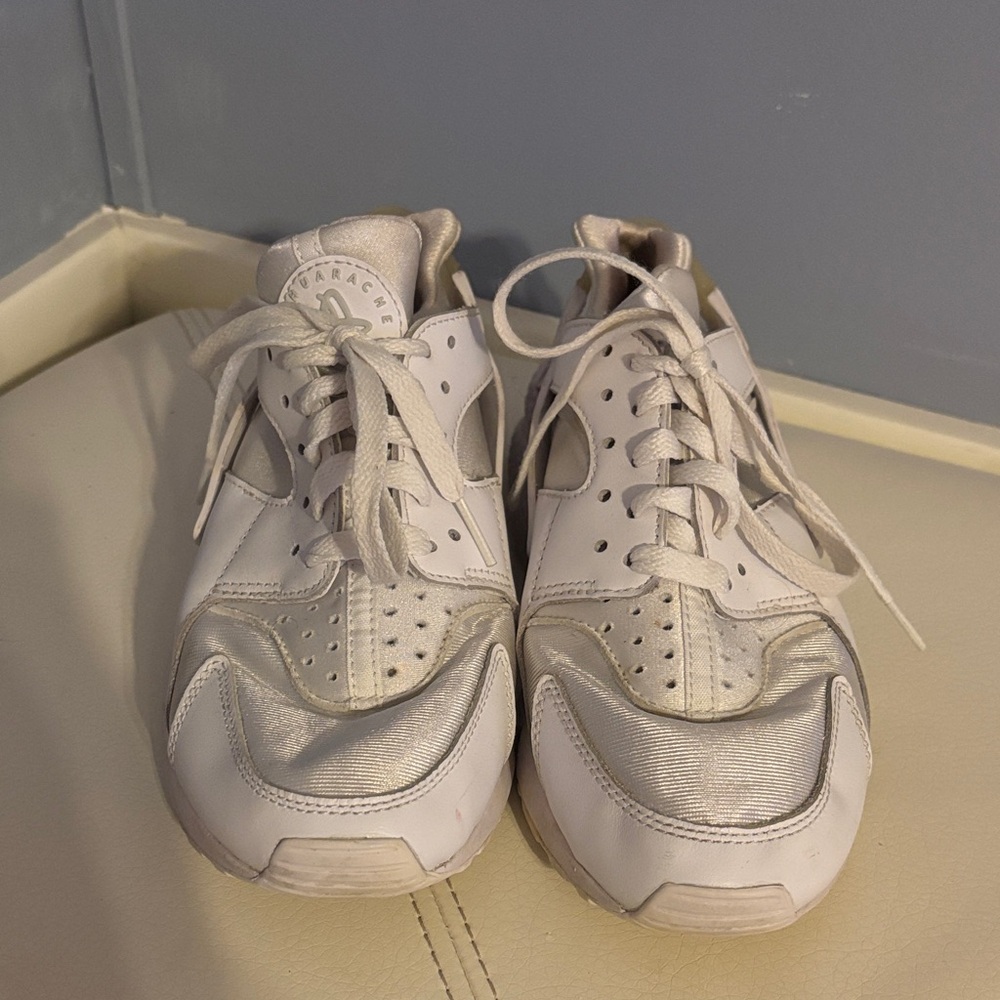 Nike Huarache Metallic White Sneakers